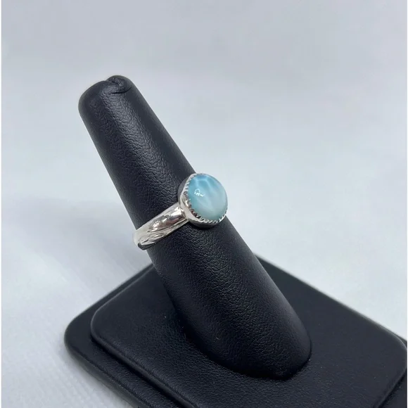 4Ct Larimar Ring Handmade - Picture 2 of 5